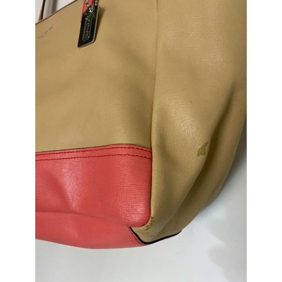 COACH Large Tan Orange Leather Tote/ Shoulder Bag - Picture 9 of 13